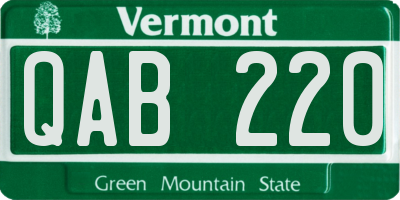 VT license plate QAB220