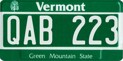 VT license plate QAB223