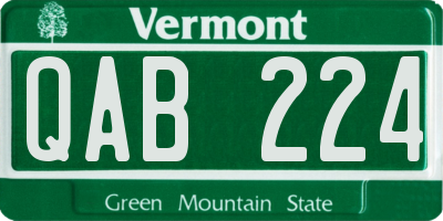 VT license plate QAB224