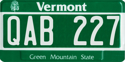 VT license plate QAB227