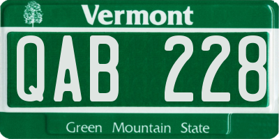 VT license plate QAB228