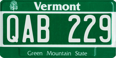 VT license plate QAB229