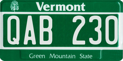 VT license plate QAB230