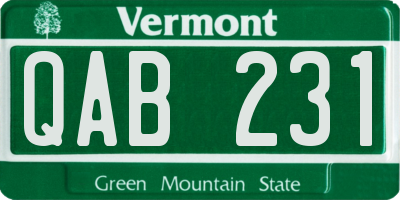 VT license plate QAB231