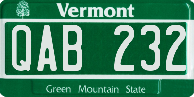 VT license plate QAB232