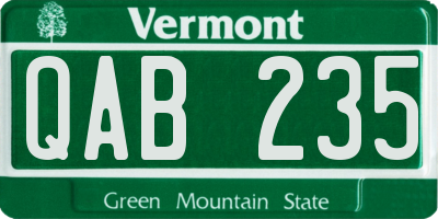 VT license plate QAB235