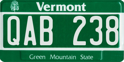 VT license plate QAB238