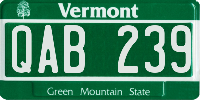 VT license plate QAB239