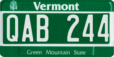 VT license plate QAB244