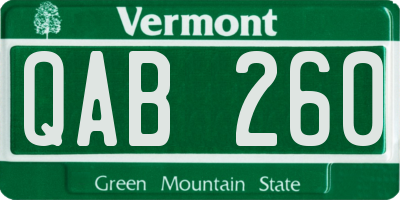 VT license plate QAB260