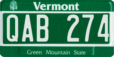 VT license plate QAB274