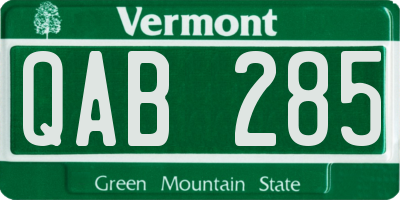 VT license plate QAB285