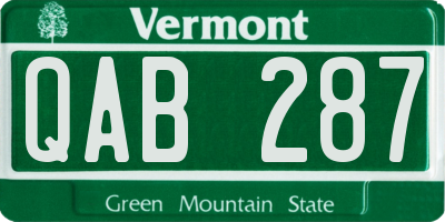 VT license plate QAB287