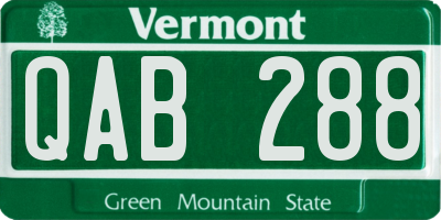 VT license plate QAB288