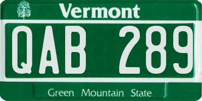 VT license plate QAB289