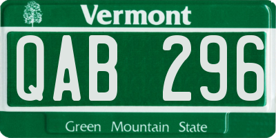 VT license plate QAB296