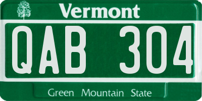 VT license plate QAB304