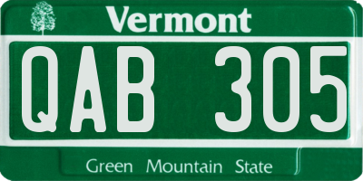 VT license plate QAB305