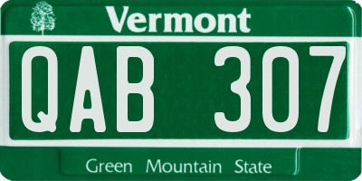 VT license plate QAB307