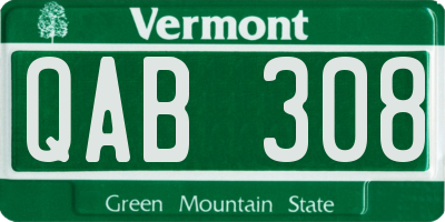 VT license plate QAB308