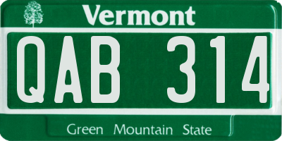 VT license plate QAB314