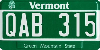 VT license plate QAB315