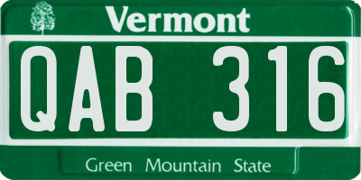 VT license plate QAB316