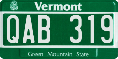 VT license plate QAB319