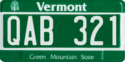 VT license plate QAB321