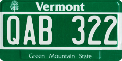 VT license plate QAB322
