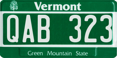 VT license plate QAB323