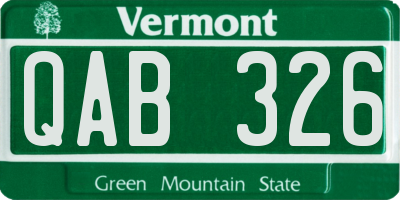 VT license plate QAB326