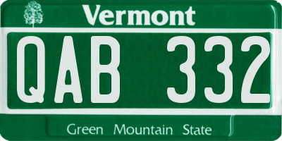 VT license plate QAB332