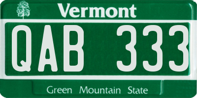VT license plate QAB333