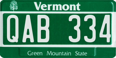 VT license plate QAB334