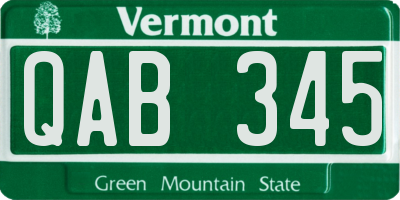 VT license plate QAB345