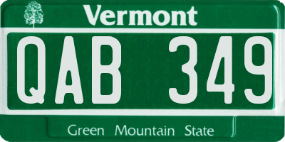 VT license plate QAB349