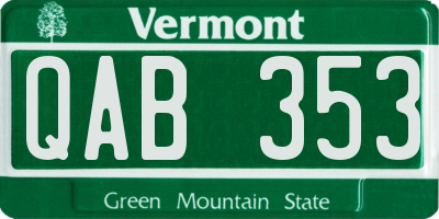 VT license plate QAB353
