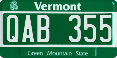 VT license plate QAB355