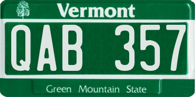 VT license plate QAB357