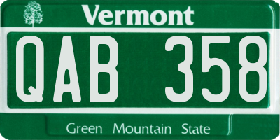 VT license plate QAB358