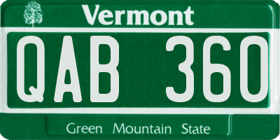 VT license plate QAB360