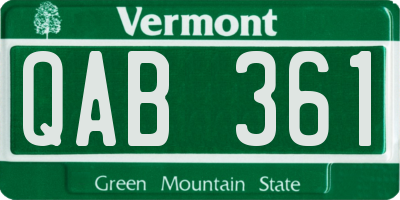 VT license plate QAB361