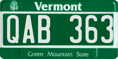 VT license plate QAB363