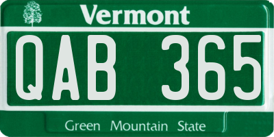 VT license plate QAB365