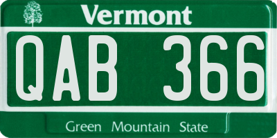 VT license plate QAB366