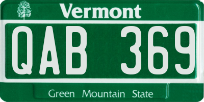 VT license plate QAB369