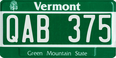 VT license plate QAB375