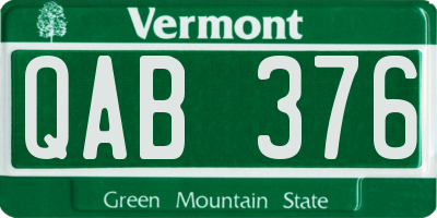 VT license plate QAB376