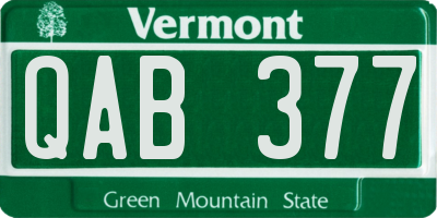 VT license plate QAB377